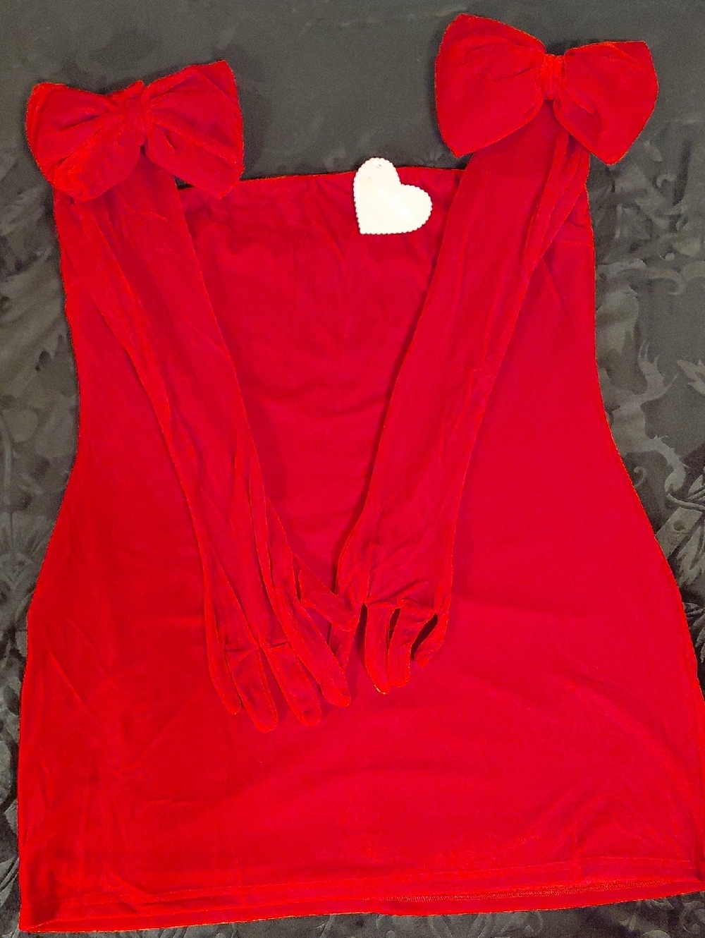 DOLLSKILL Sugar Thrillz 1X Red VELVET STRAPLESS MINI DRESS/LONG GLOVES
